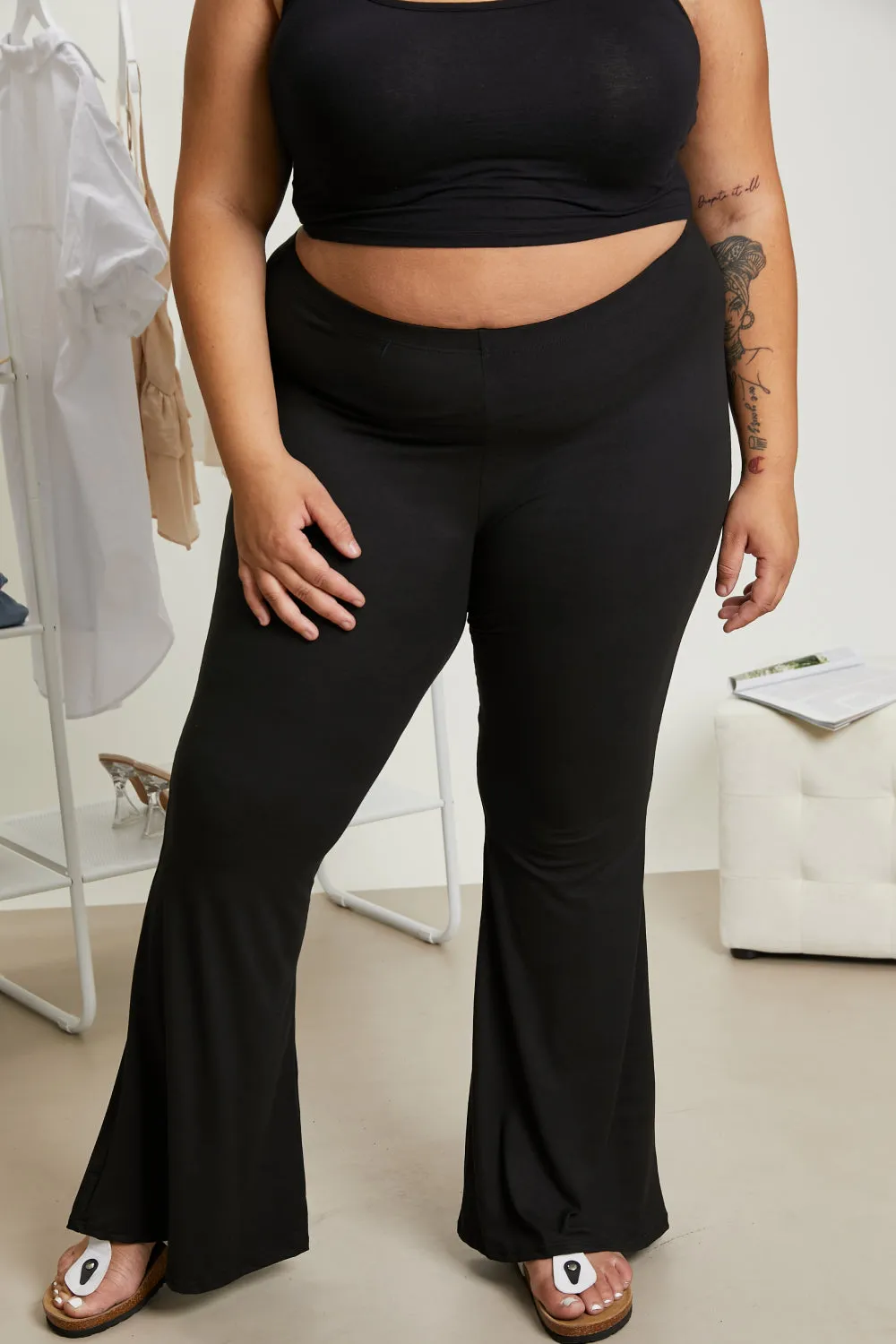 Try Me Elastic Waist Flare Pants