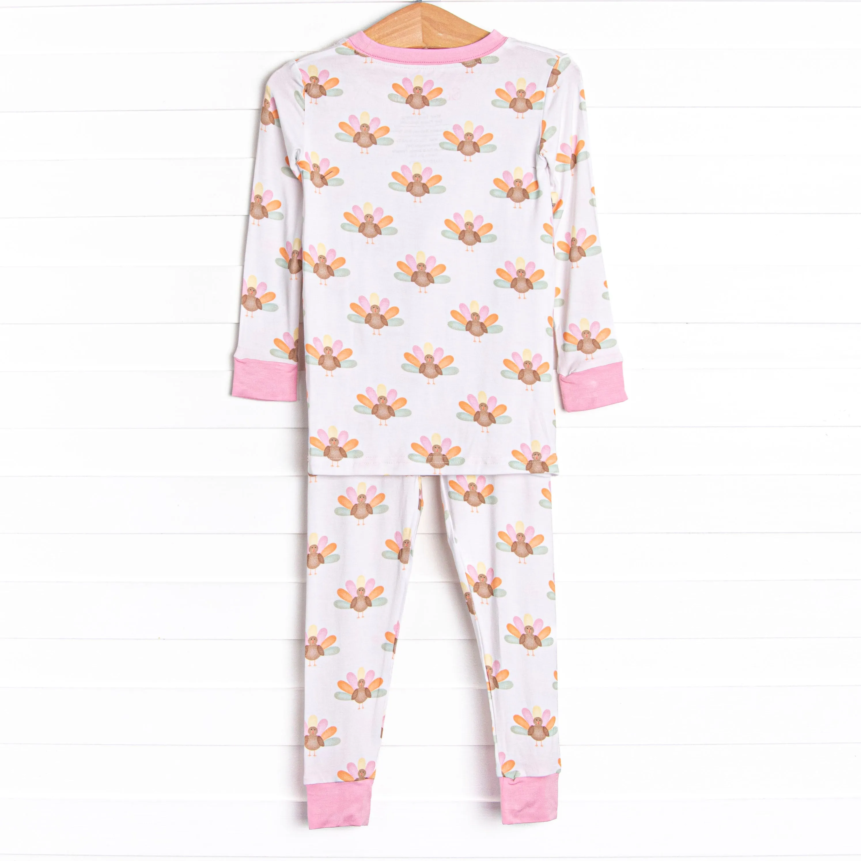 Turkey Trot Bamboo Pajama Set, Pink