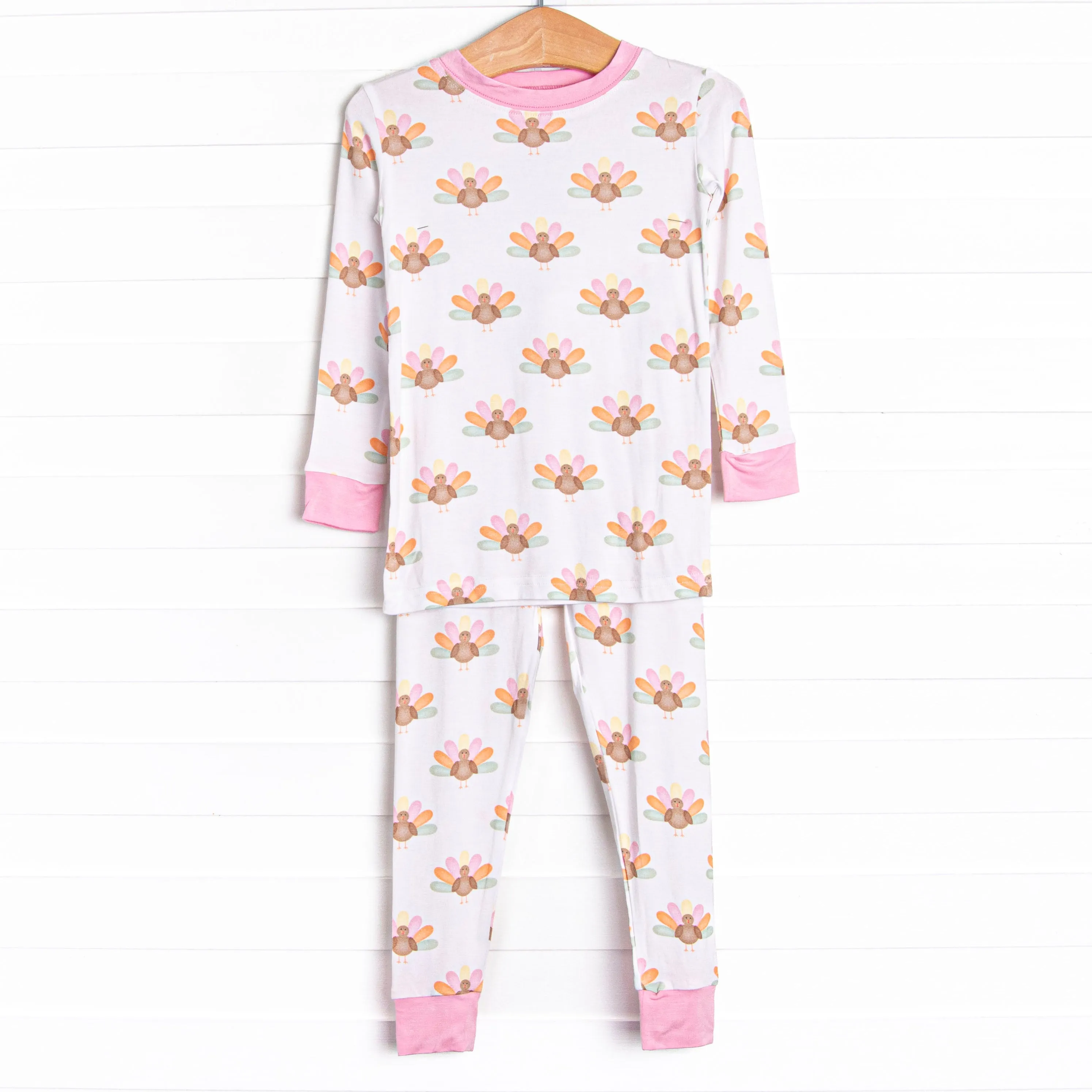 Turkey Trot Bamboo Pajama Set, Pink