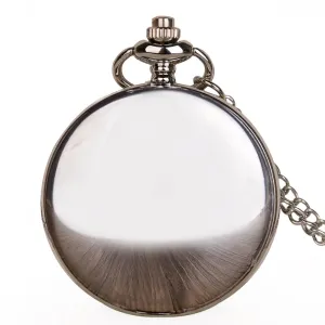 Two Sided Silver Quartz Pocket Watch Exquisite Pendant Necklace Roman Digital Watches with fob Chain Gifts for Men Women Kids