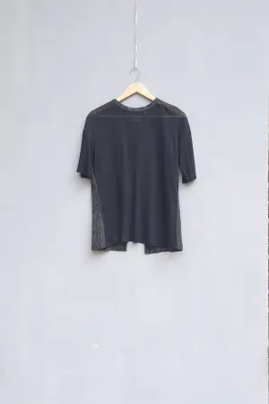 Urvashi Kaur   I   Shizuoka JERSEY T-SHIRT ARCILLA handloom cotton and linen silk jersey charcoal TESSELLATE- 37