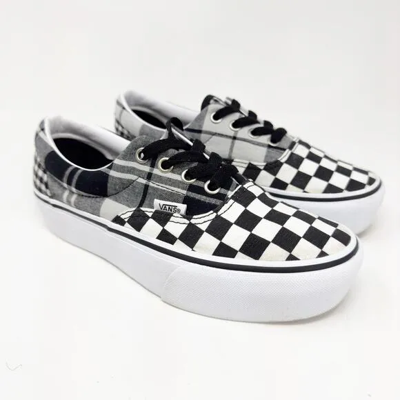 Vans Era Platform Plaid Checkerboard Black &amp; White Sneaker 6