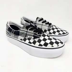 Vans Era Platform Plaid Checkerboard Black &amp; White Sneaker 6