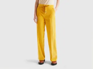 Velvet Fabric Yellow Pants