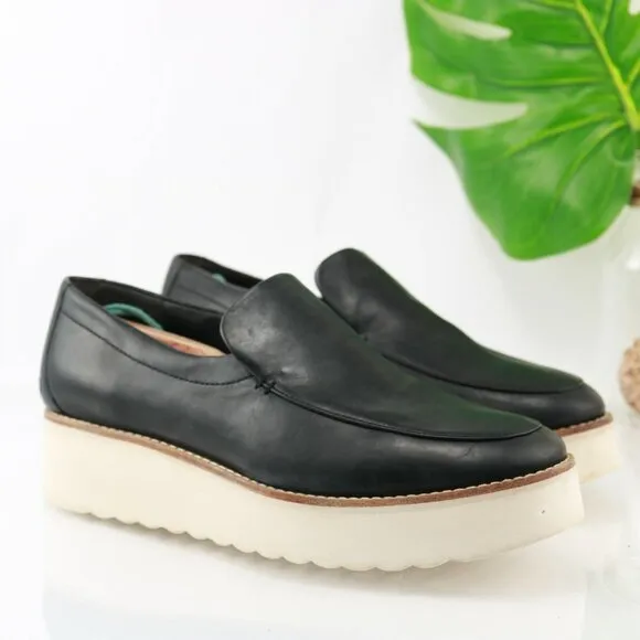 Vince Womens Zeta-B Slip On Shoe Size 9.5 Black Leather Platform Sneaker Loafer