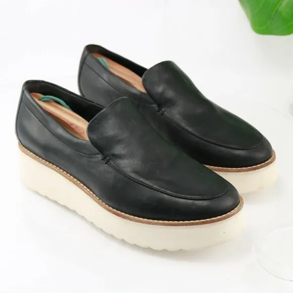 Vince Womens Zeta-B Slip On Shoe Size 9.5 Black Leather Platform Sneaker Loafer