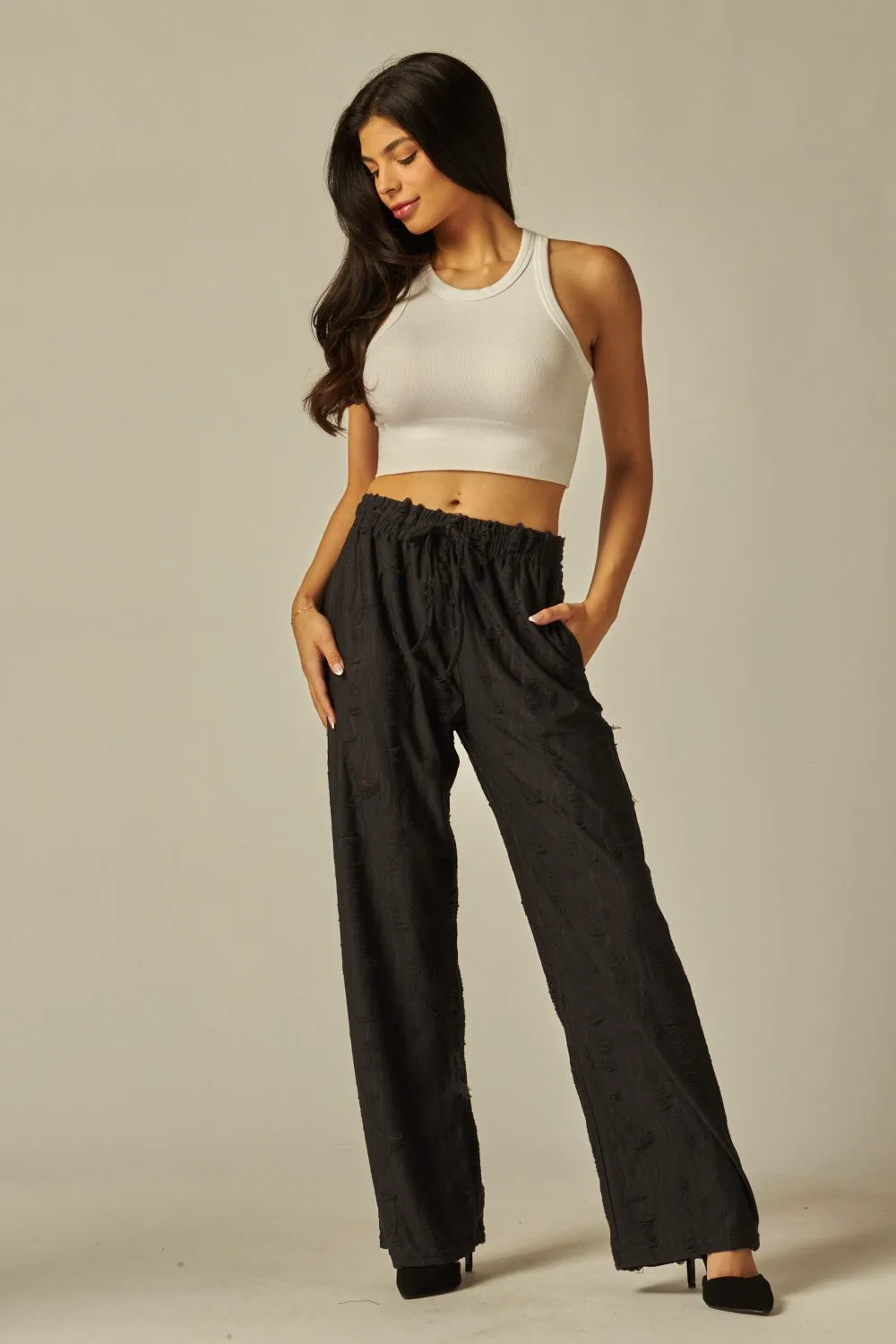 Vintage Black Vintage Destroyed Drawstring Lounge Pants 2/14/25 9626
