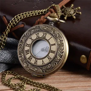 Vintage Bronze Steampunk Pocket Watch Roman Numerals Quartz Necklace Pocket & Fob Watches Chain Men Women Clock Relogio De Bolso