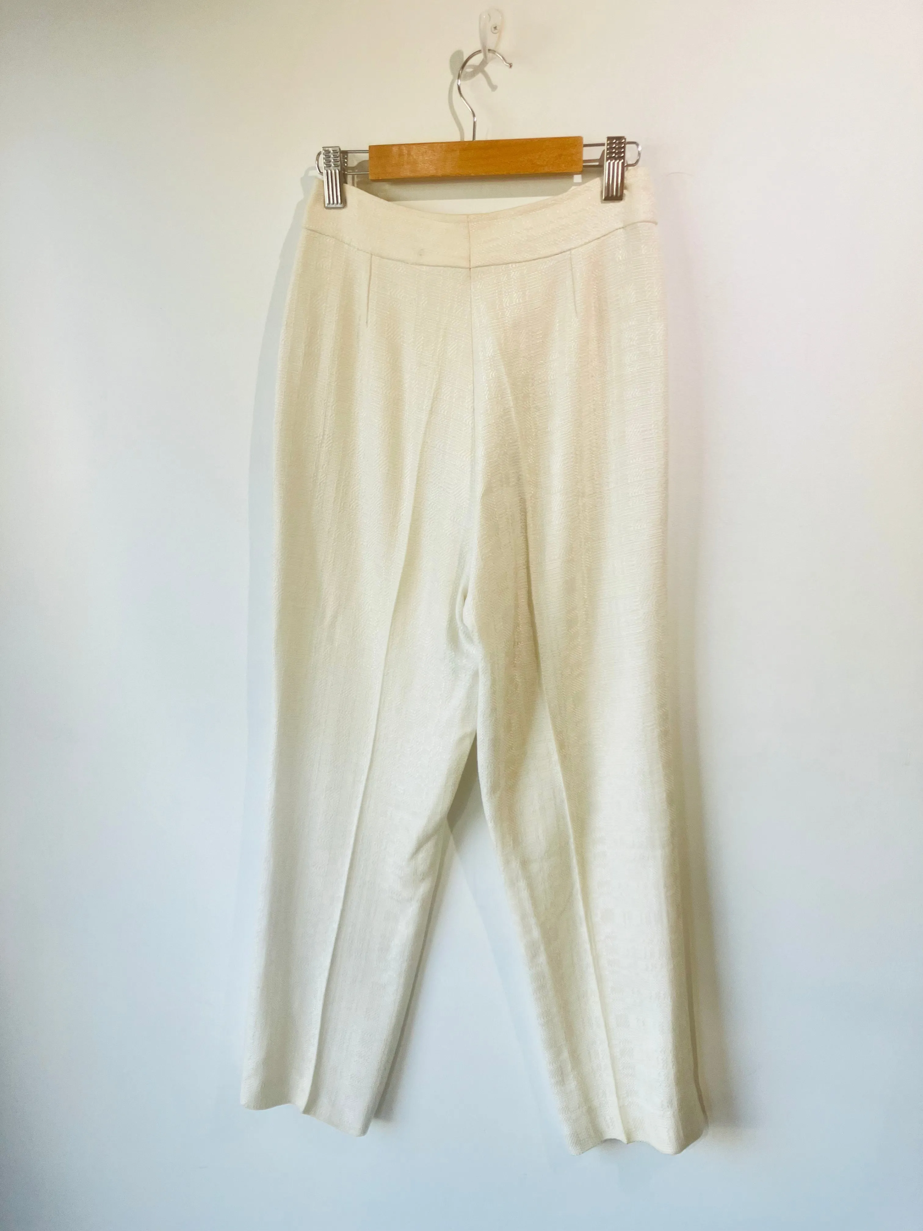 Vintage Celine Cream Pants with Gold Buckle