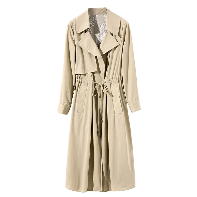 Waist tie thin women boutique female windbreaker