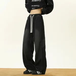 Washed Striped Drawstring Pants
