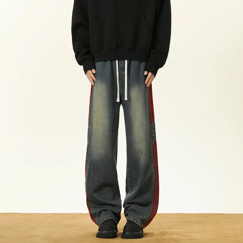 Washed Striped Drawstring Pants
