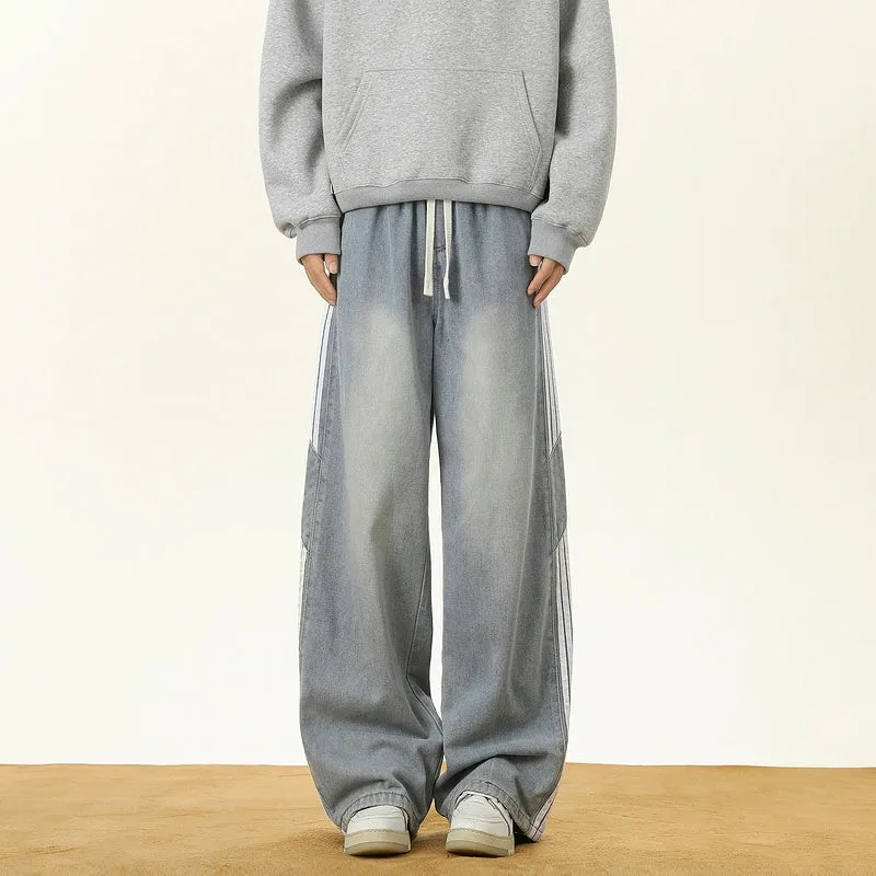 Washed Striped Drawstring Pants