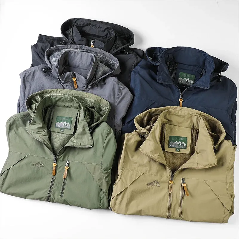 Waterproof Jackets For Men Outdoor Hiking Trekking Jacket With Hood Casual Spring Windbreaker Military Field Jacket Mens Coats