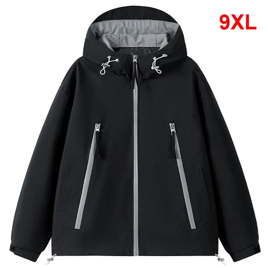 Waterproof Windbreaker Jacket Men Solid Color Cargo Jackets Coats Plus Size 9XL Spring Autumn Outerwear Male