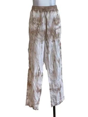 White Abstract Drawstring Pants