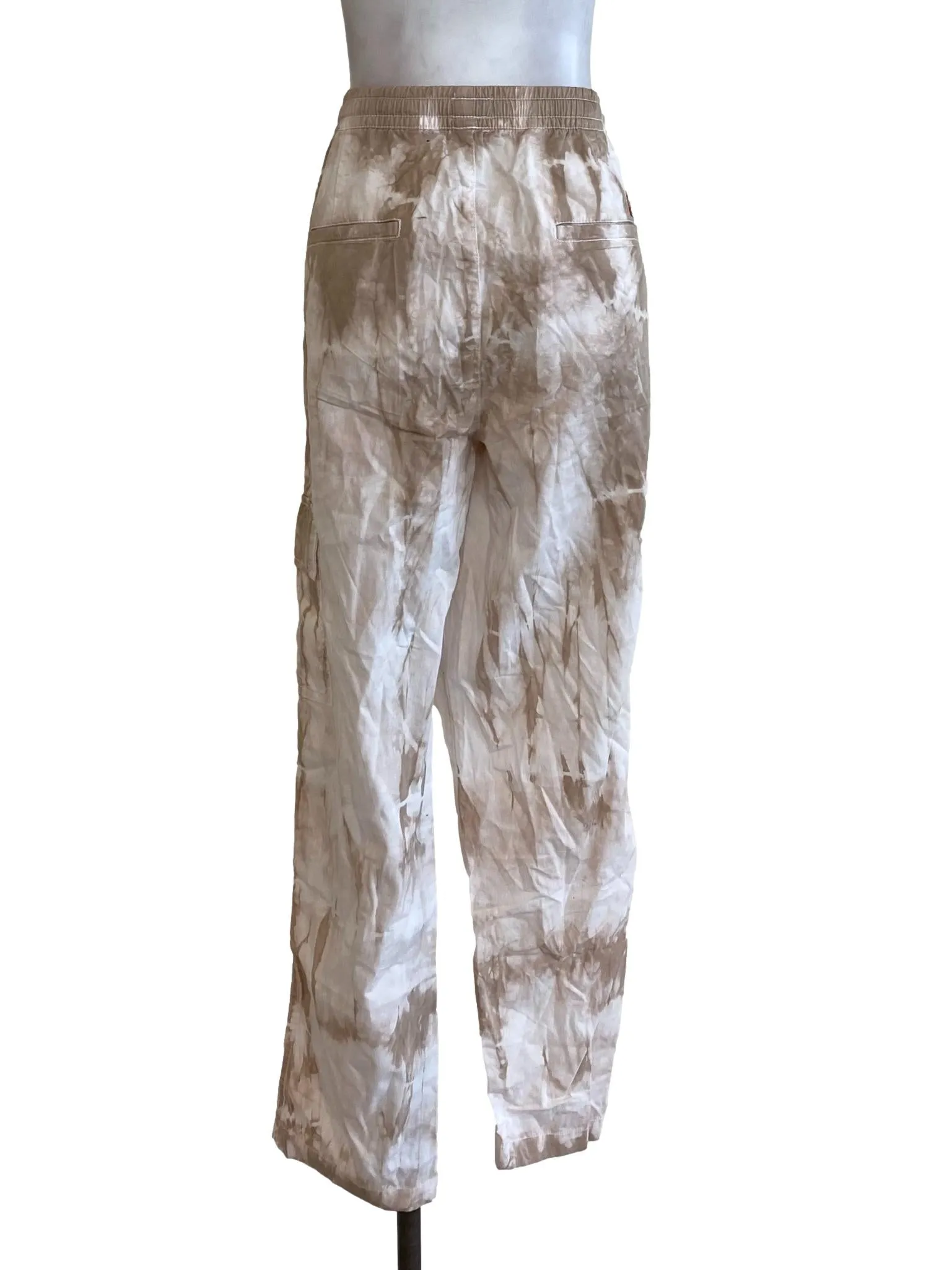 White Abstract Drawstring Pants