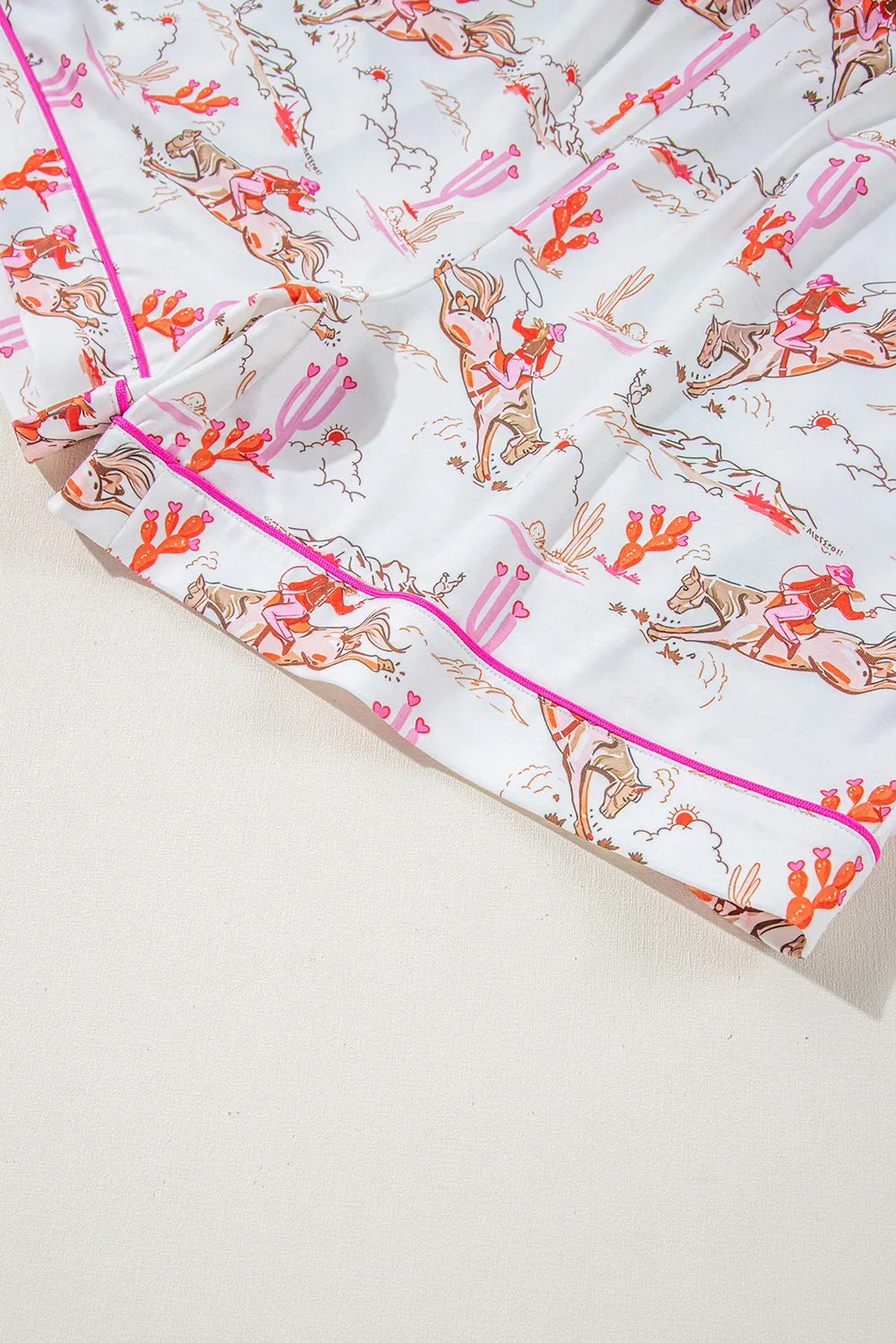 White Cowgirl Country Print Pajamas Set