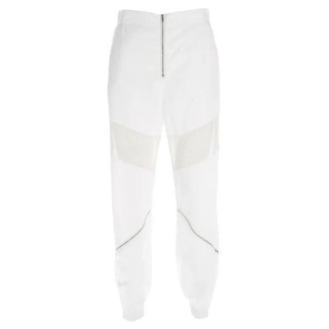 White Pants Elastic High Waist Trousers