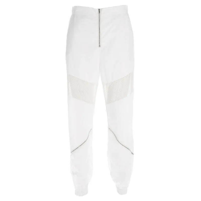 White Pants Elastic High Waist Trousers