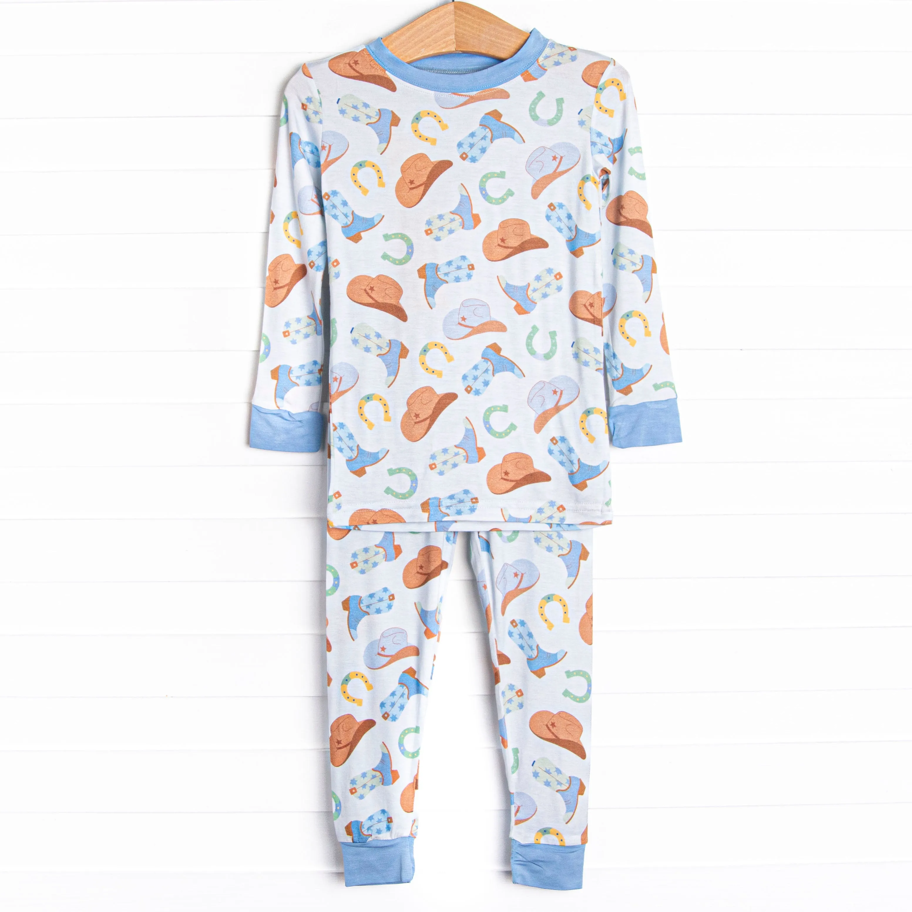Wild Wild West Bamboo Pajama Set, Blue