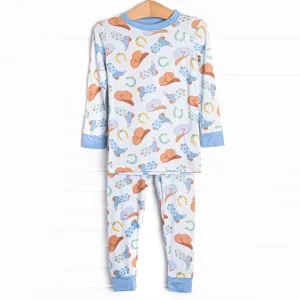 Wild Wild West Bamboo Pajama Set, Blue