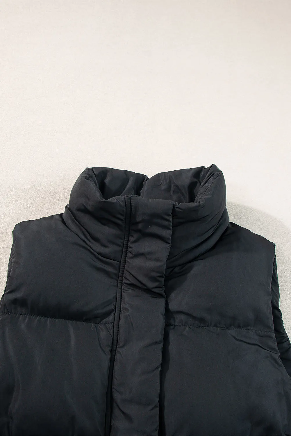 Windproof Longline Full Zipper Puffer Vest