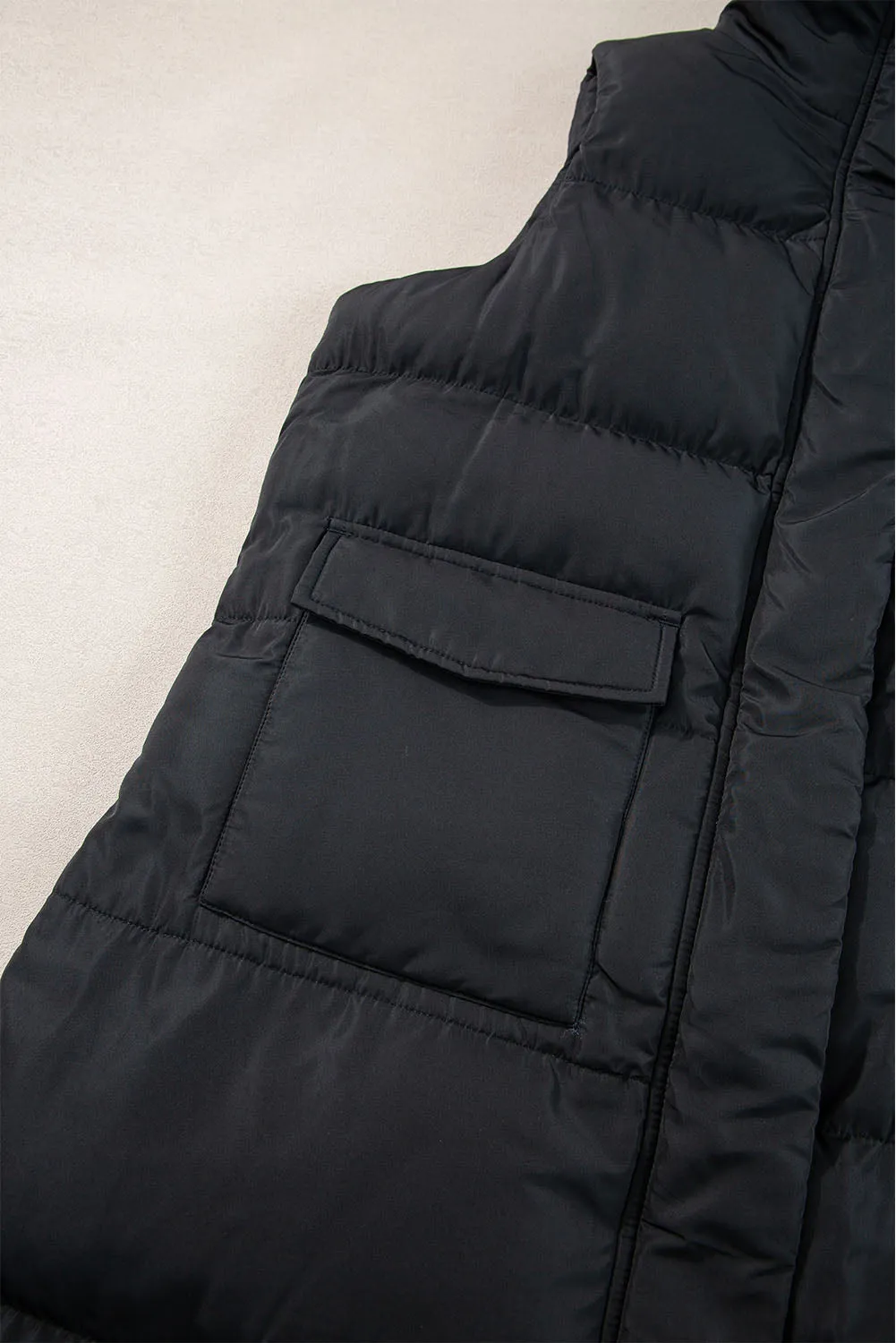 Windproof Longline Full Zipper Puffer Vest