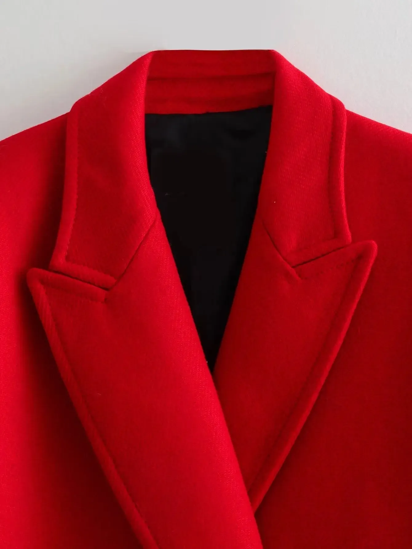 Winter Thick Windbreaker Red Long Blended Button Woolen Loose Retro Coat