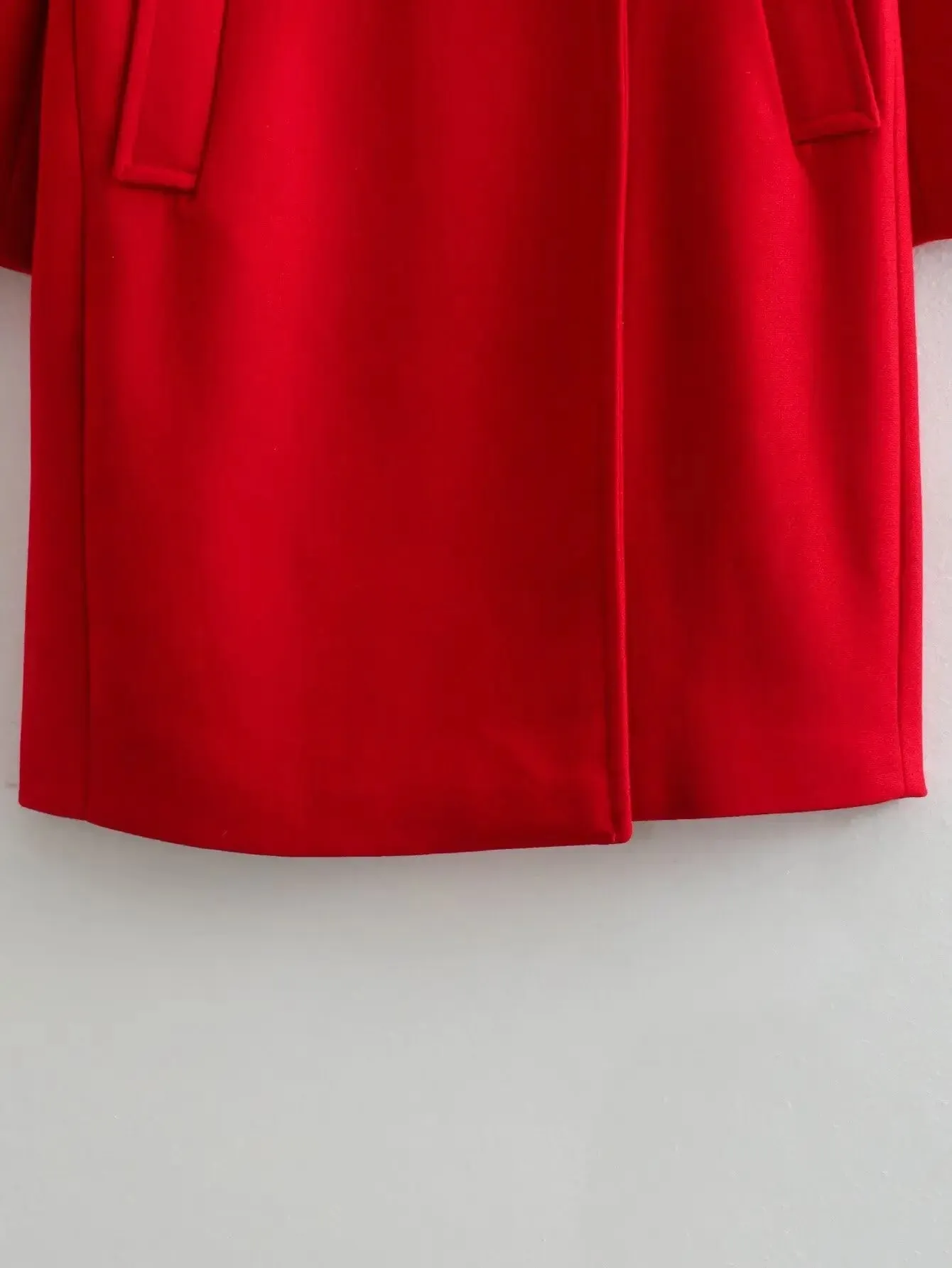Winter Thick Windbreaker Red Long Blended Button Woolen Loose Retro Coat