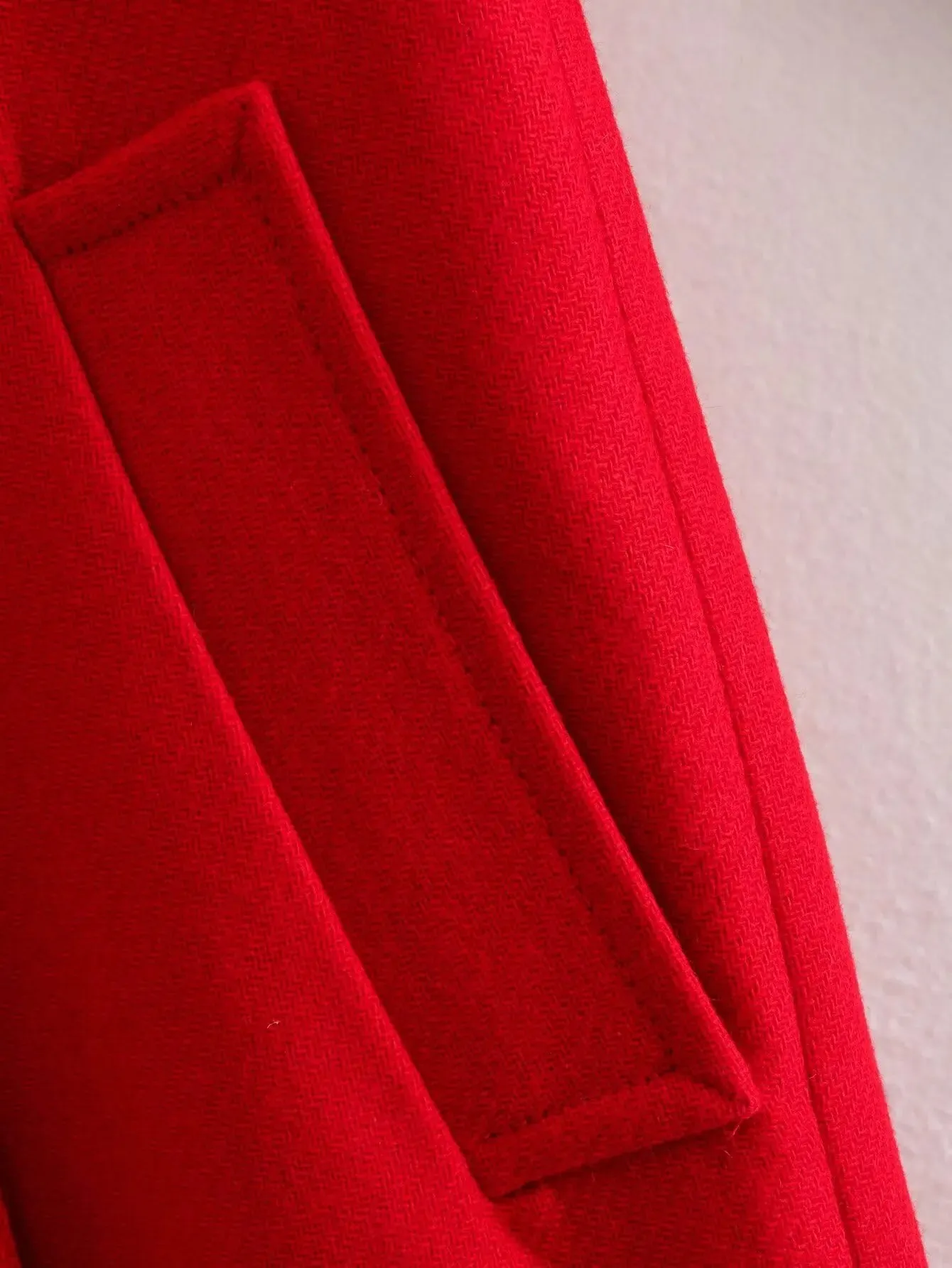 Winter Thick Windbreaker Red Long Blended Button Woolen Loose Retro Coat