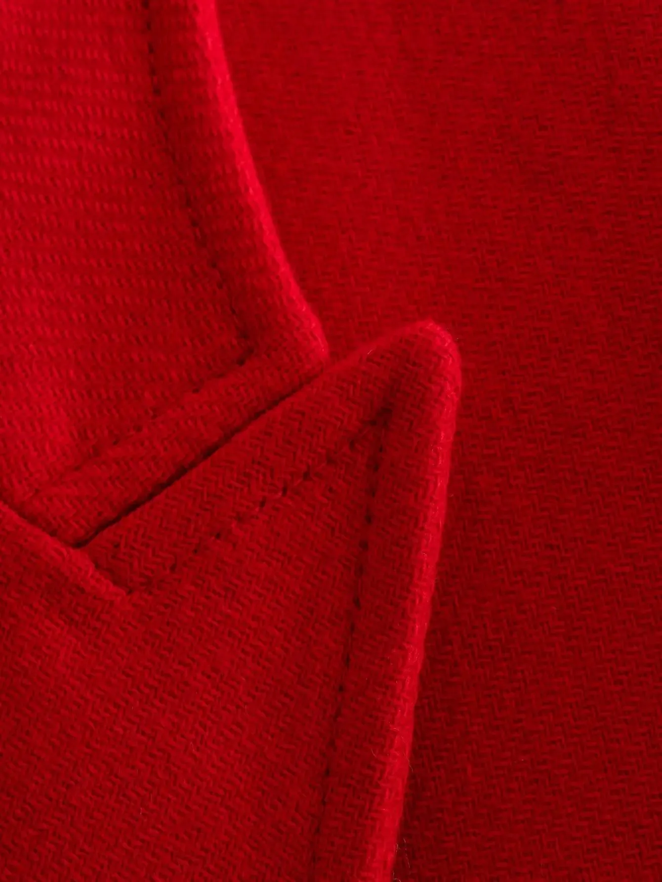 Winter Thick Windbreaker Red Long Blended Button Woolen Loose Retro Coat
