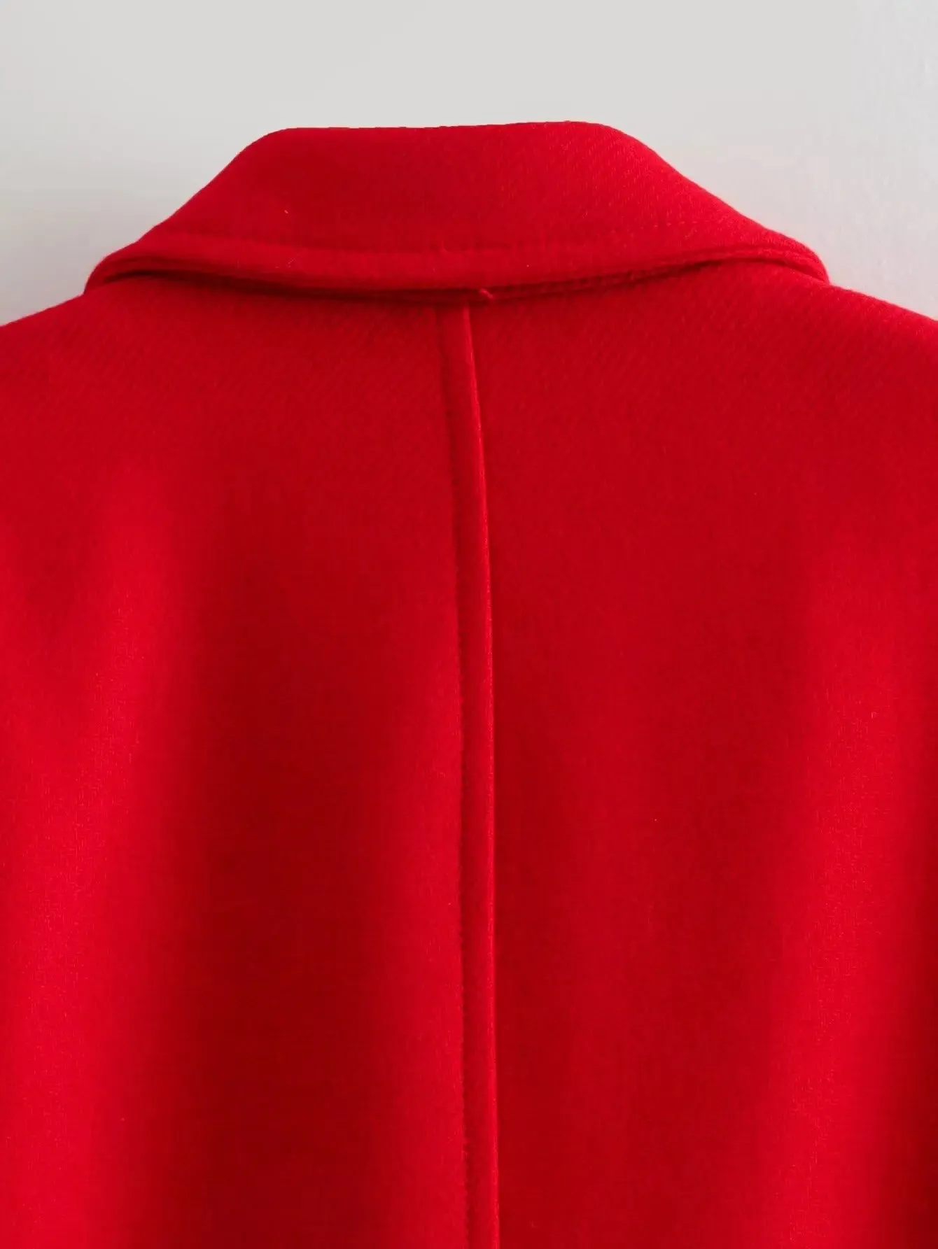 Winter Thick Windbreaker Red Long Blended Button Woolen Loose Retro Coat