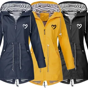 Women Fashion All Seasons Outdoor Waterproof Rain Jacket Casual Loose Plus Size Hooded Windproof Coat Climbing Windbreaker Jacke