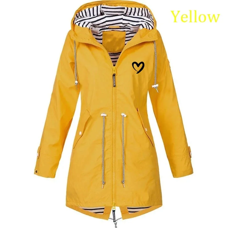 Women Fashion All Seasons Outdoor Waterproof Rain Jacket Casual Loose Plus Size Hooded Windproof Coat Climbing Windbreaker Jacke