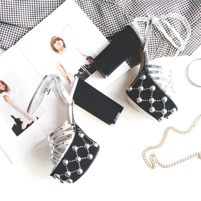 Women Sandals Thin Strap Buckle Super High Heels Party Night Club Shoes
