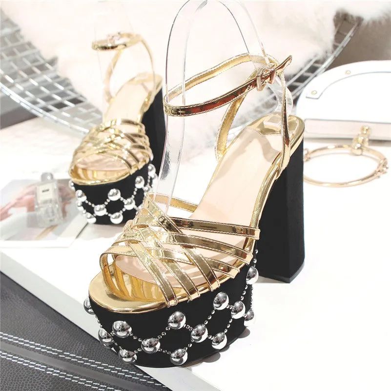 Women Sandals Thin Strap Buckle Super High Heels Party Night Club Shoes