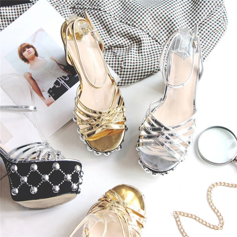 Women Sandals Thin Strap Buckle Super High Heels Party Night Club Shoes