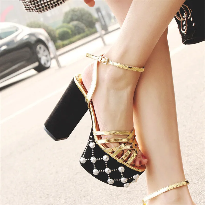 Women Sandals Thin Strap Buckle Super High Heels Party Night Club Shoes