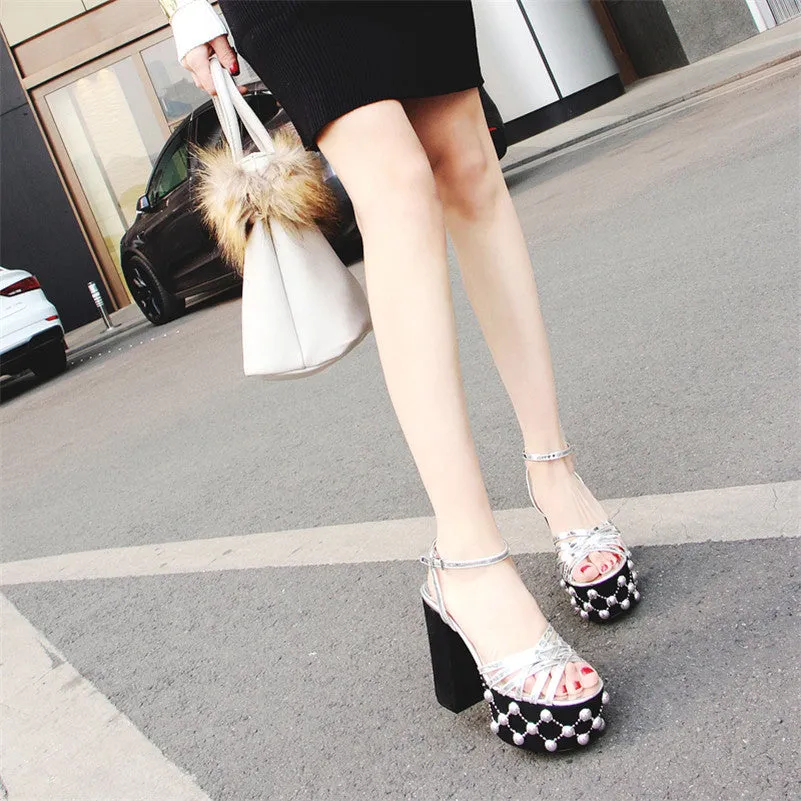 Women Sandals Thin Strap Buckle Super High Heels Party Night Club Shoes