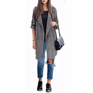 Women Slim Thin Outerwear Casual Lapel Windbreaker Cape CoatStyle Linen Cardigan Jacket US Plus Size S-7XL