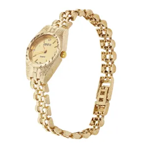 Women's 10k Yellow Gold Watch Link Geneve Diamond Wrist Watch 6-8"