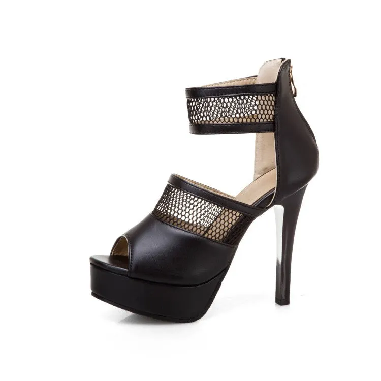 Women's Cutout High Heel Platform Sandals