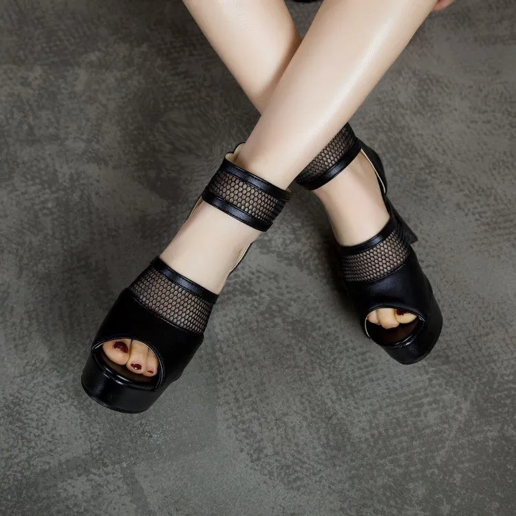 Women's Cutout High Heel Platform Sandals