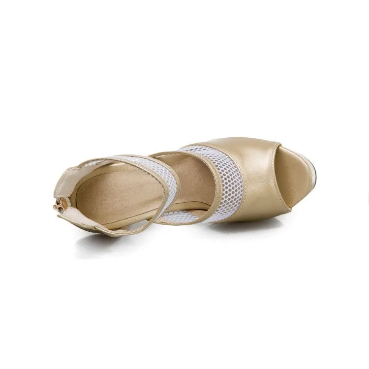 Women's Cutout High Heel Platform Sandals