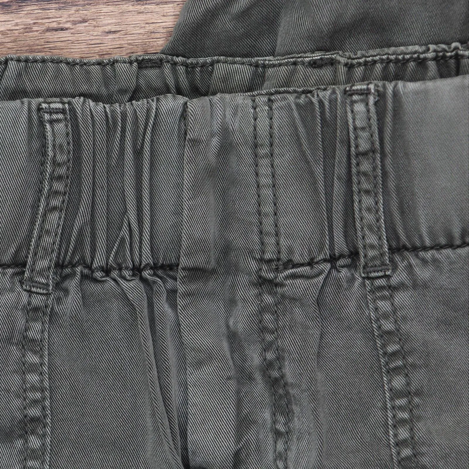 Womens Elastic Waist Smooth Denim Pants Green See Measurements