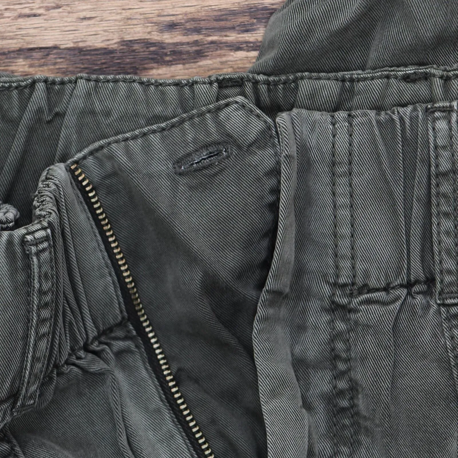 Womens Elastic Waist Smooth Denim Pants Green See Measurements