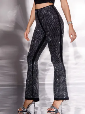 WOMEN'S ELASTIC WAIST STUDS BELL LEGS PANTS