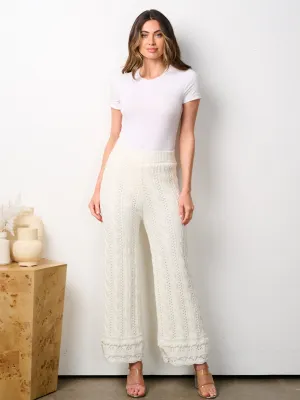WOMEN'S ELASTIC WAIST WIDE LEG CROCHET PANTS