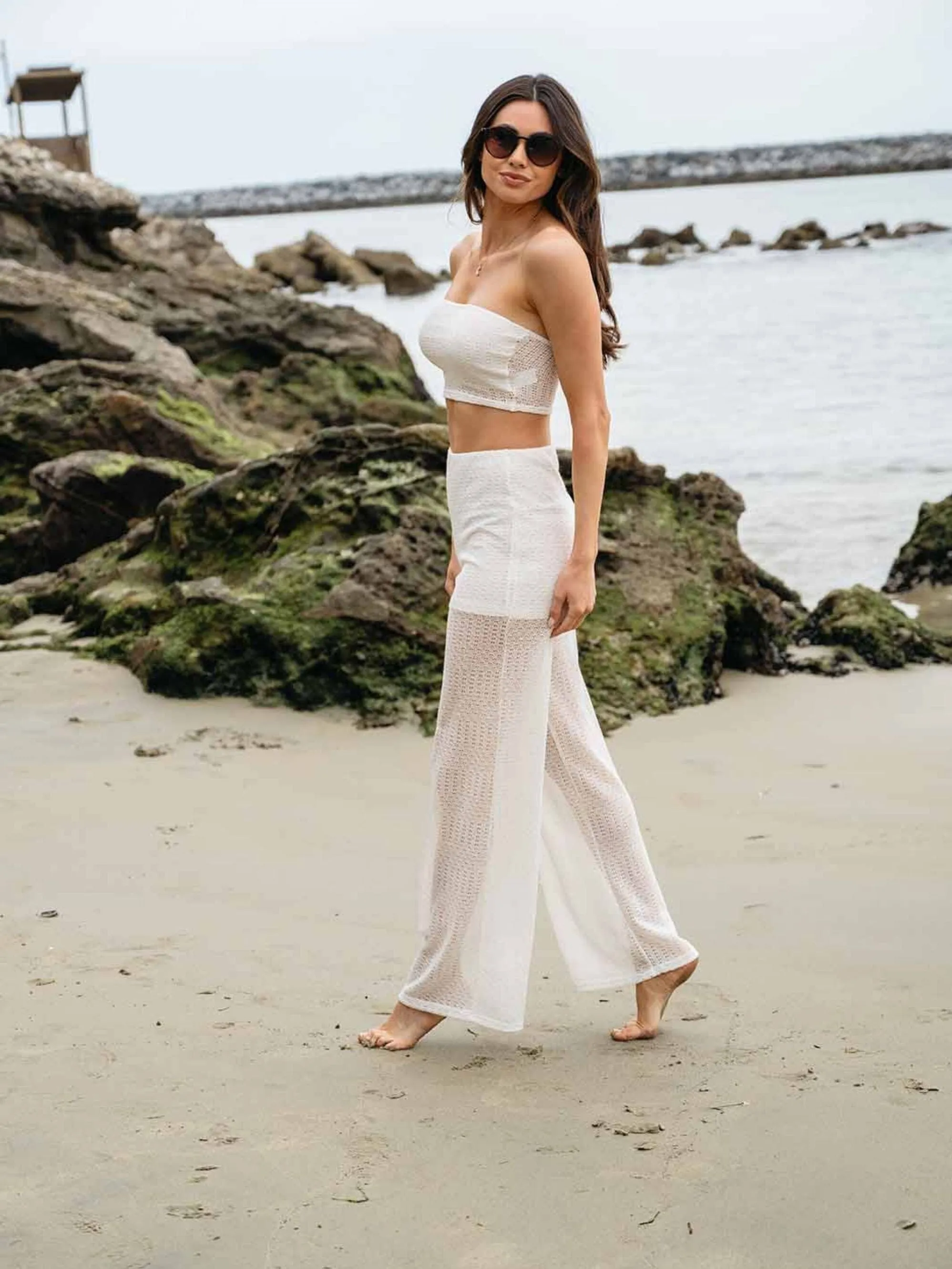 WOMEN'S ELASTIC WAIST WIDE LEG PANTS
